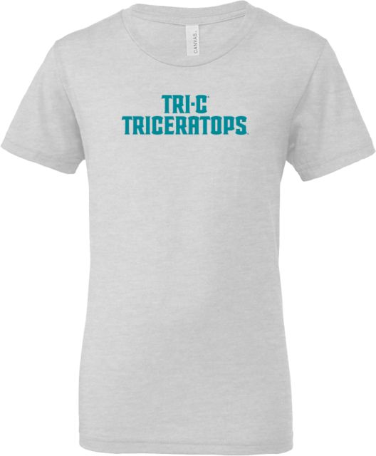 Cuyahoga CC Bella + Canvas Youth Ash Jersey T Shirt Tri-C Triceratops Wordmark - ONLINE ONLY