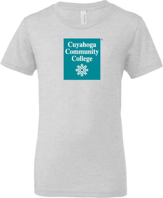 Cuyahoga CC Bella + Canvas Youth Ash Jersey T Shirt Cuyahoga Community College Primary Mark - ONLINE ONLY