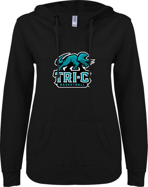 Cuyahoga CC ENZA Womens V Notch Raw Edge Fleece Hoodie Tri-C Basketball - ONLINE ONLY