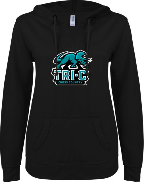 Cuyahoga CC ENZA Womens V Notch Raw Edge Fleece Hoodie Tri-C Cross Country - ONLINE ONLY