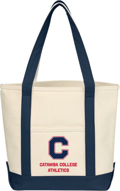 Catawba Cotton Canvas Natural/Navy Tote Bag CCA Stacked w C - ONLINE ONLY