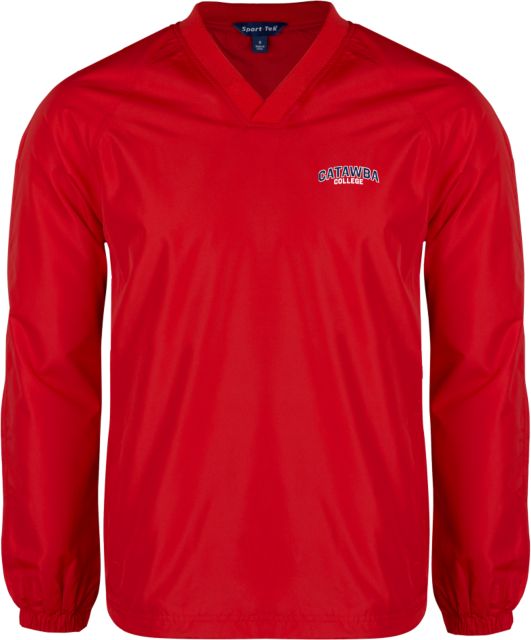 Catawba V Neck Raglan Windshirt Red Catawba College Primary Mark - ONLINE ONLY