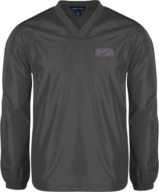 Catawba V Neck Raglan Windshirt Charcoal Catawba Primary Wordmark - ONLINE ONLY