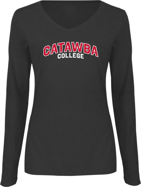 Catawba Womens Long Sleeve V Neck Tee Catawba College Primary Mark - ONLINE ONLY