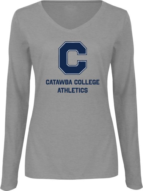 Catawba Womens Long Sleeve V Neck Tee CCA Stacked w C - ONLINE ONLY