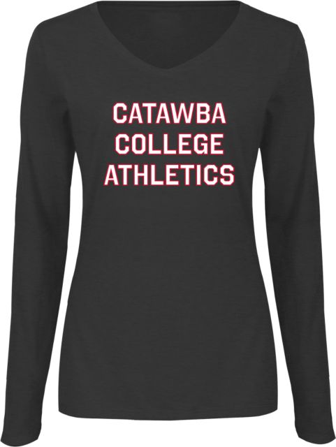 Catawba Womens Long Sleeve V Neck Tee CCA Stacked w C - ONLINE ONLY