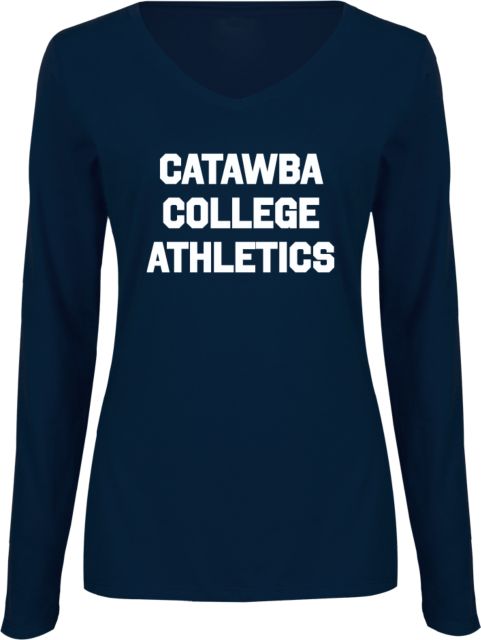 Catawba Womens Long Sleeve V Neck Tee CCA Stacked w C - ONLINE ONLY