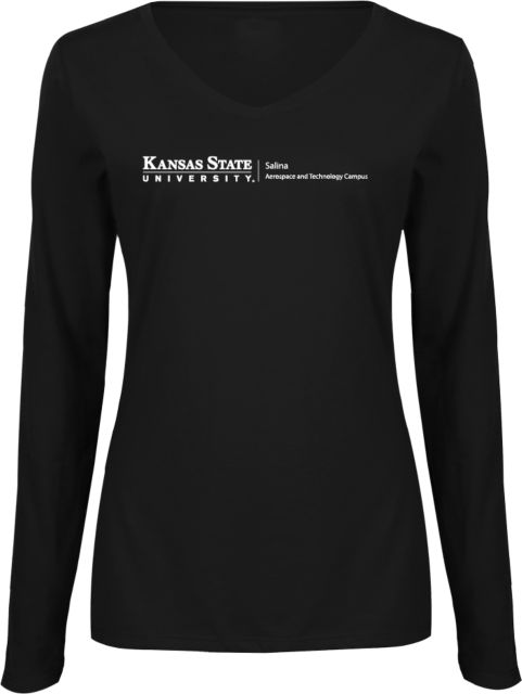 Kansas State Womens Long Sleeve V Neck Tee  K State Salina Aerospace and Tech Campus Horizontal - ONLINE ONLY