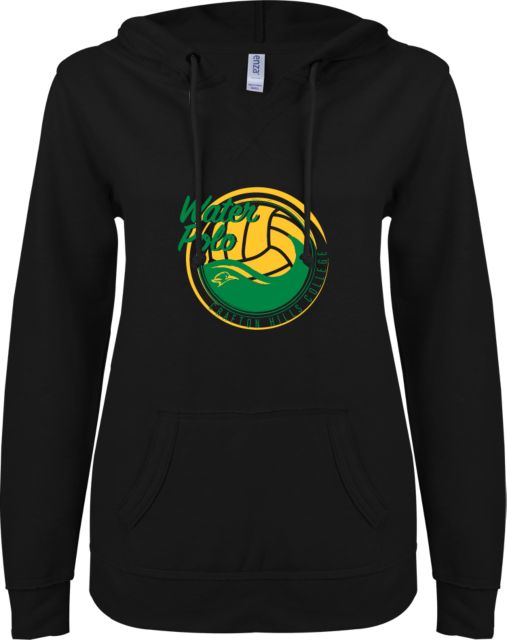 Crafton Hills ENZA Womens V Notch Raw Edge Fleece Hoodie Crafton Hills College Water Polo - ONLINE ONLY
