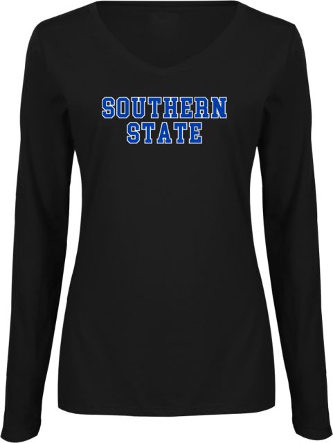Southern State Womens Long Sleeve V Neck Tee  Sothern State Community College Stacked Wordmark - ONLINE ONLY