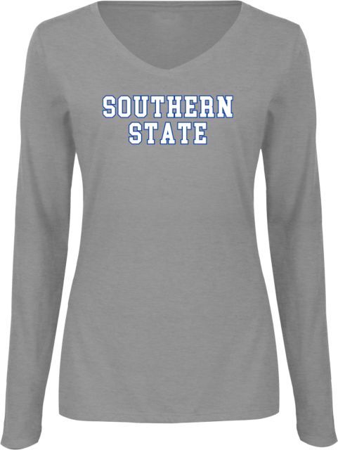 Southern State Womens Long Sleeve V Neck Tee  Sothern State Community College Stacked Wordmark - ONLINE ONLY