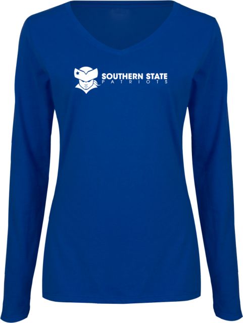 Southern State Womens Long Sleeve V Neck Tee  Sothern State Patriots Wordmark - ONLINE ONLY