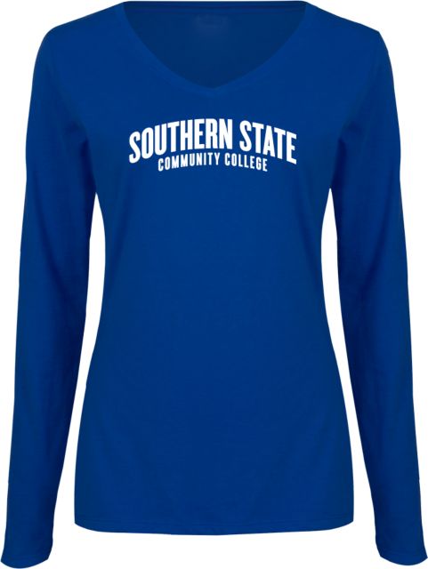 Southern State Womens Long Sleeve V Neck Tee  Sothern State Community College Arched - ONLINE ONLY