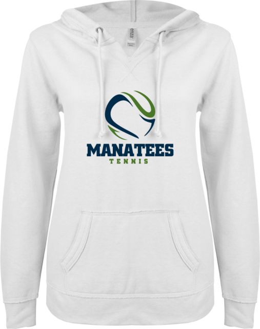 State College of Florida ENZA Ladies V Notch Raw Edge Fleece Hoodie Tennis - ONLINE ONLY