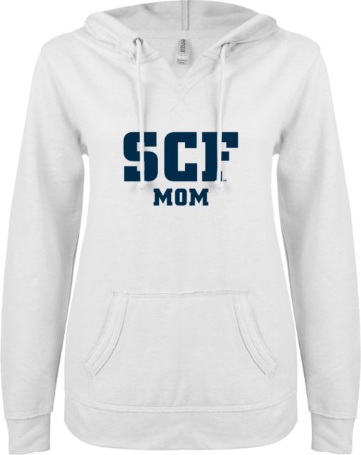 State College of Florida ENZA Ladies V Notch Raw Edge Fleece Hoodie Mom - ONLINE ONLY