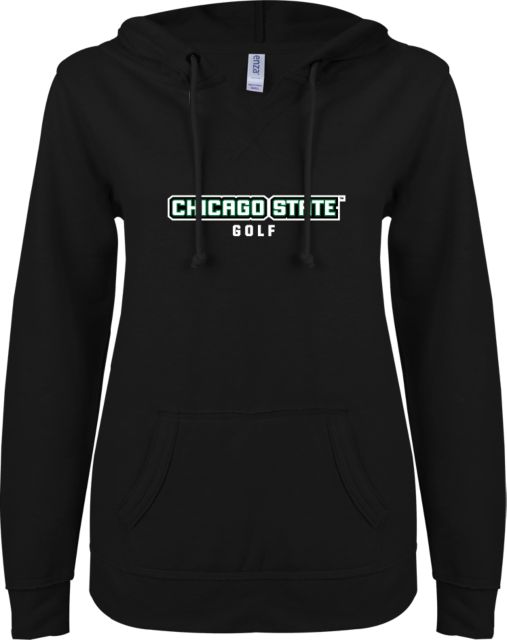Chicago State ENZA Ladies V Notch Raw Edge Fleece Hoodie Golf - ONLINE ONLY