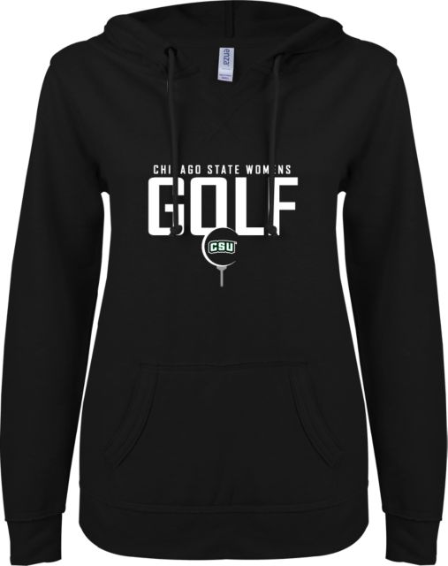 Chicago State ENZA Ladies V Notch Raw Edge Fleece Hoodie Golf-Women's - ONLINE ONLY