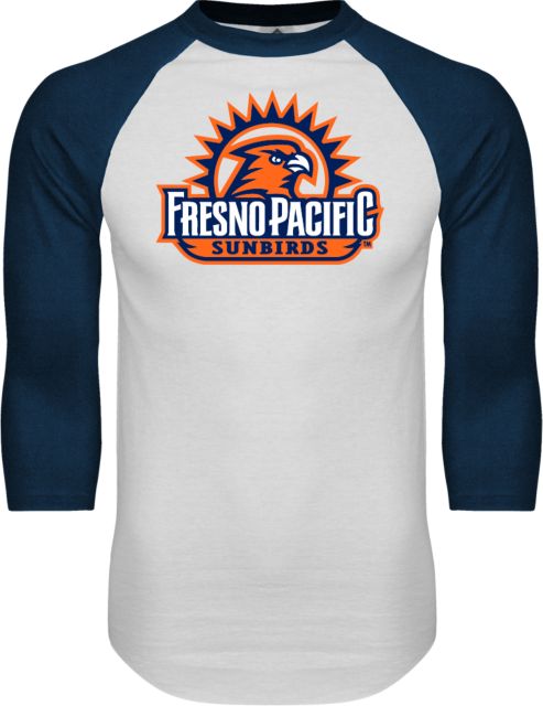 Fresno Pacific Raglan Baseball T-Shirt Fresno Pacific Sunbirds Stacked - ONLINE ONLY