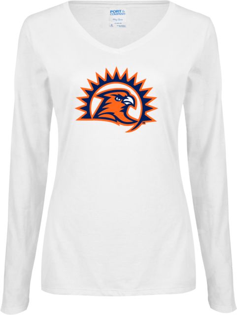 Fresno Pacific Ladies Long Sleeve V Neck Tee Sunbird Head - ONLINE ONLY
