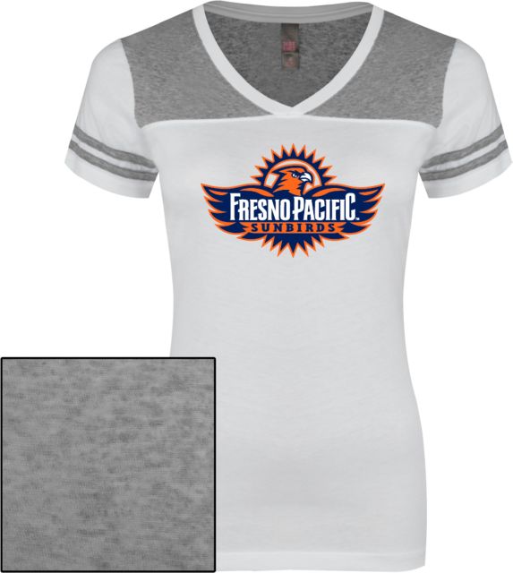 Fresno Pacific Ladies Juniors Varsity V Neck Tee Official Logo - ONLINE ONLY