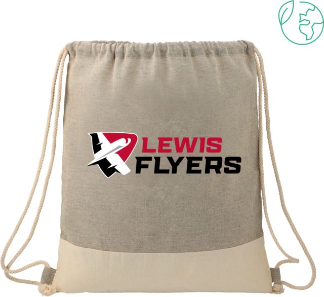 Lewis Split Recycled Cotton Grey/Natural Drawstring Bag Lewis Flyers - Horizontal