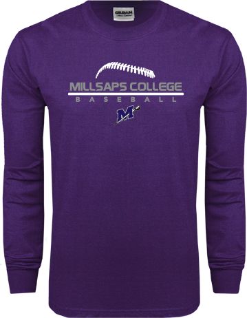 Millsaps Long Sleeve T Shirt Millsaps College Baseball Stacked - ONLINE ONLY