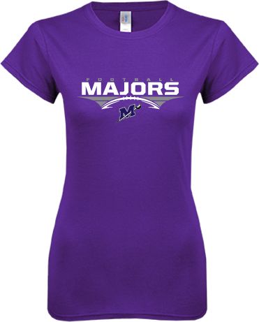 Millsaps Next Level Ladies SoftStyle Junior Fitted Tee Majors Football Stacked w/ Ball - ONLINE ONLY