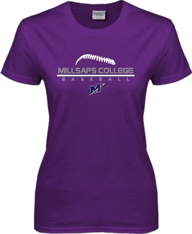 Millsaps Ladies T Shirt Millsaps College Baseball Stacked - ONLINE ONLY