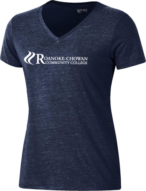 Roanoke Chowan Gear Womens Triblend VNeck Tee Primary Wordmark - ONLINE ONLY