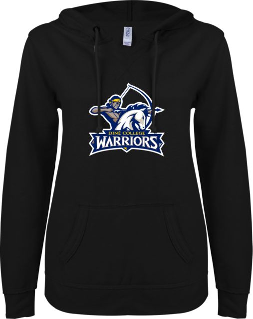 Dine College ENZA Womens V Notch Raw Edge Fleece Hoodie Primary Mark - ONLINE ONLY