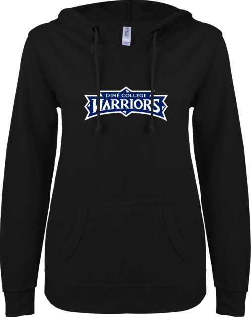 Dine College ENZA Womens V Notch Raw Edge Fleece Hoodie Dine College Warriors - ONLINE ONLY