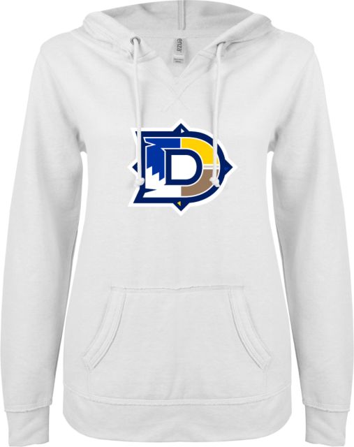 Dine College ENZA Womens V Notch Raw Edge Fleece Hoodie Letter Mark - ONLINE ONLY