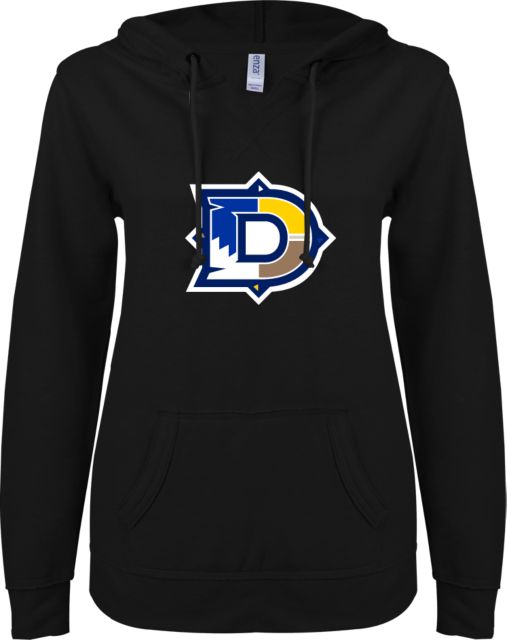 Dine College ENZA Womens V Notch Raw Edge Fleece Hoodie Letter Mark - ONLINE ONLY