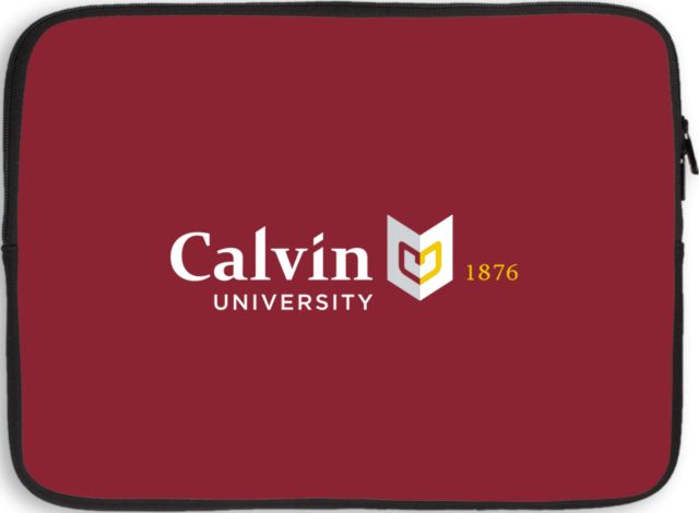 Calvin Univ 13 inch Neoprene Laptop Sleeve  University Logo 1876 Horizontal - ONLINE ONLY