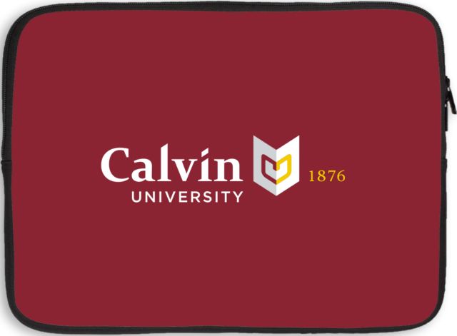 Calvin Univ 15 inch Neoprene Laptop Sleeve University Logo 1876 Horizontal - ONLINE ONLY