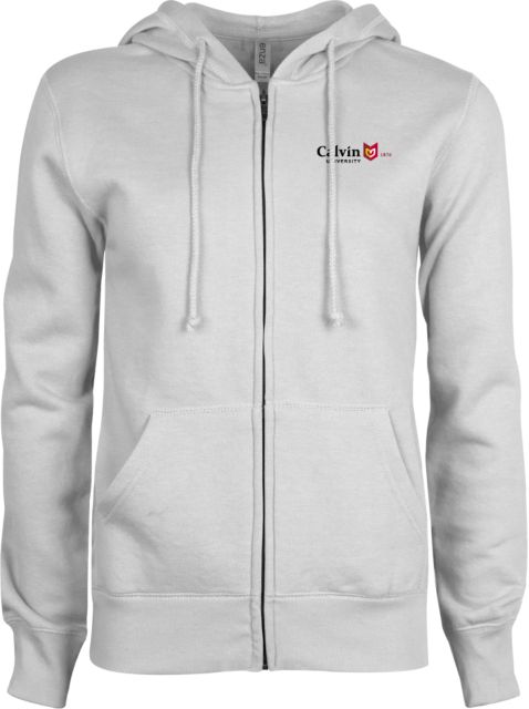 Calvin Univ ENZA Womens Fleece Full Zip Hoodie University Logo 1876 Horizontal - ONLINE ONLY