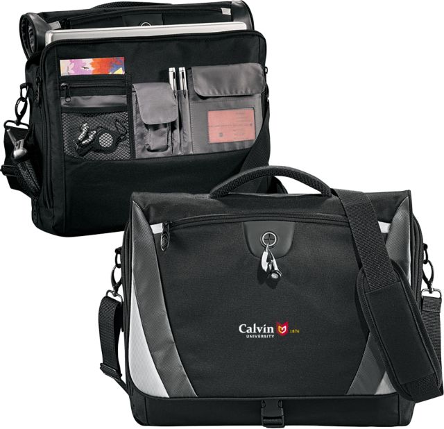 Calvin Univ Slope Computer Messenger Bag University Logo 1876 Horizontal - ONLINE ONLY