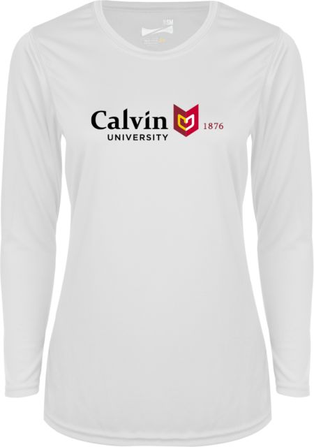 Calvin Univ Ladies Syntrel Performance Longsleeve Shirt University Logo 1876 Horizontal - ONLINE ONLY