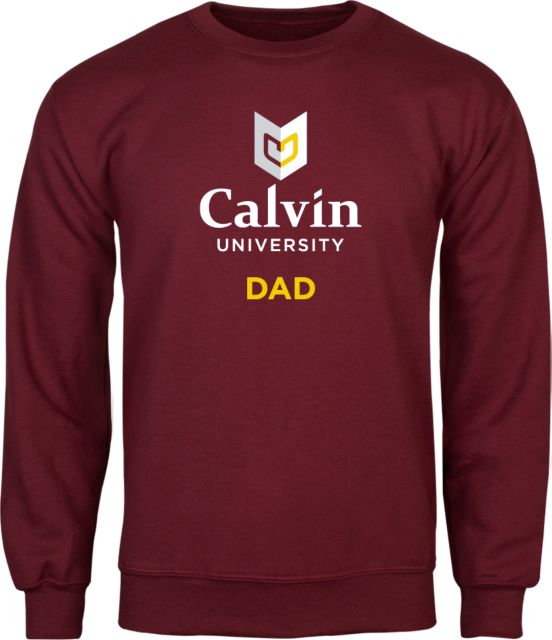 Calvin Univ Fleece Crew Dad University Logo Vertical - ONLINE ONLY