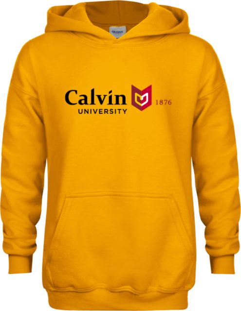 Calvin Univ Youth Fleece Hoodie University Logo 1876 Horizontal - ONLINE ONLY