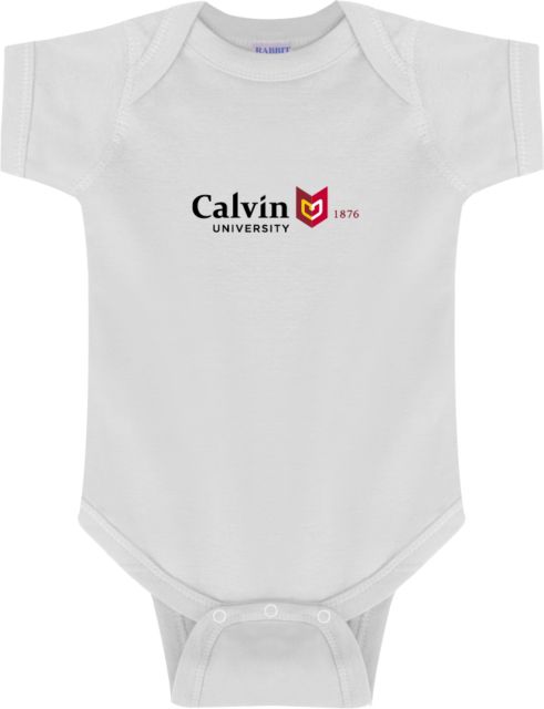 Calvin Univ Infant Bodysuit University Logo 1876 Horizontal - ONLINE ONLY