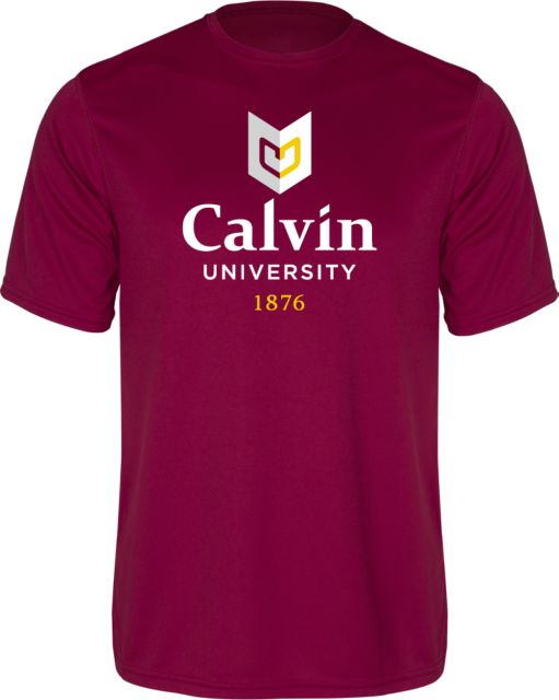Calvin Univ Performance Tee University Logo 1876 Vertical - ONLINE ONLY