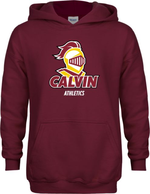 Calvin Univ Youth Fleece Hoodie Athletics Stacked - ONLINE ONLY