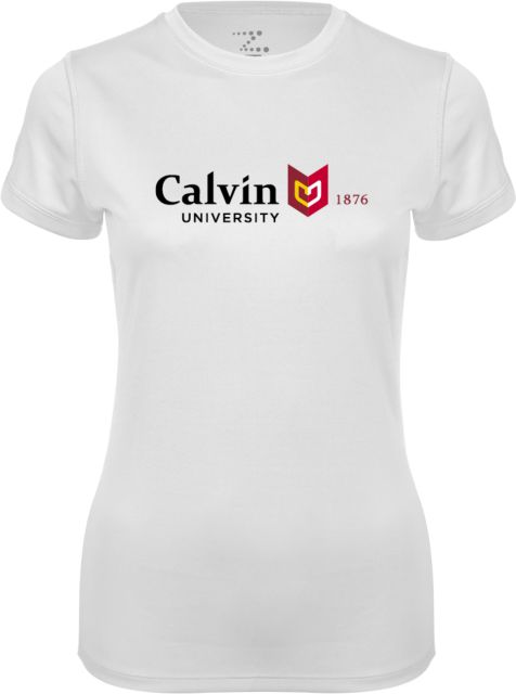 Calvin Univ Ladies Syntrel Performance Tee University Logo 1876 Horizontal - ONLINE ONLY