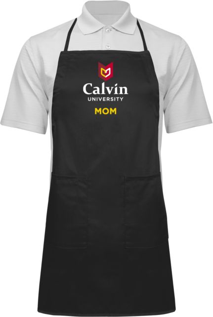 Calvin Univ Full Length Apron Mom University Logo Vertical - ONLINE ONLY