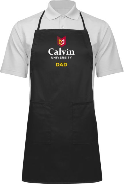 Calvin Univ Full Length Apron Dad University Logo Vertical - ONLINE ONLY