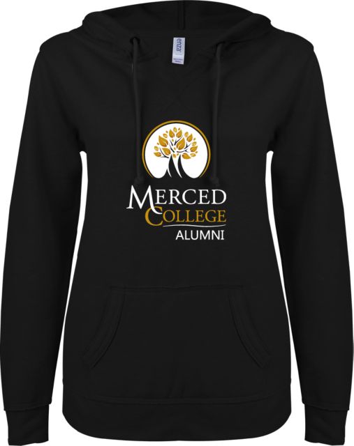Merced College ENZA Ladies V Notch Raw Edge Fleece Hoodie Alumni - ONLINE ONLY