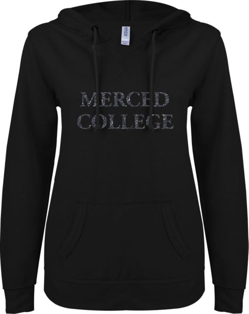 Merced College ENZA Ladies V Notch Raw Edge Fleece Hoodie F Soft Glitter - ONLINE ONLY