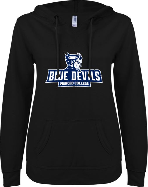 Merced College ENZA Womens V Notch Raw Edge Fleece Hoodie BD Primary - ONLINE ONLY