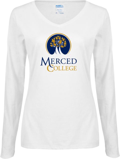 Merced College Ladies Long Sleeve V Neck Tee Primary Logo - ONLINE ONLY